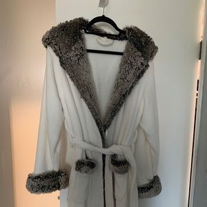 Pottery Barn fur trimmed robe